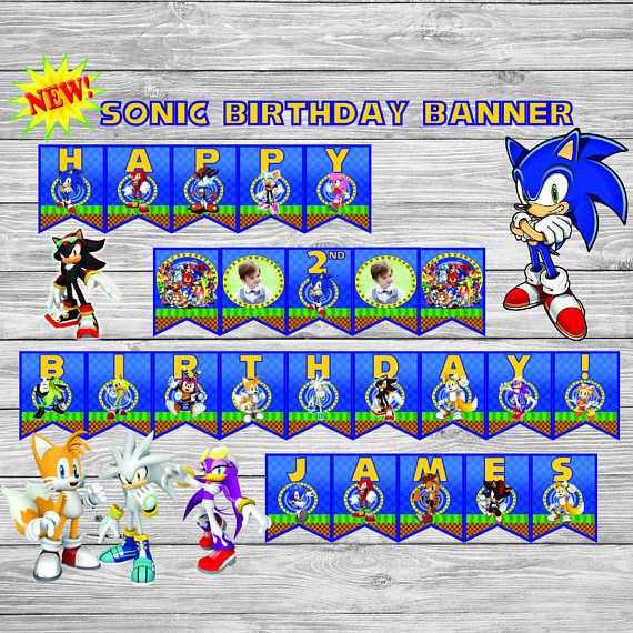 Banner personalizado de cumpleaños Sonic x2 Decoración Fiesta Niño Adulto cartel 127 Banner personalizado de cumpleaños Sonic x2 Decoración Fiesta Niño Adulto cartel 127