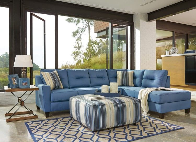Kirwin Nuvella Blue 2 Piece Sectional Furniture Living Room Sectional Blue Living Room Sets