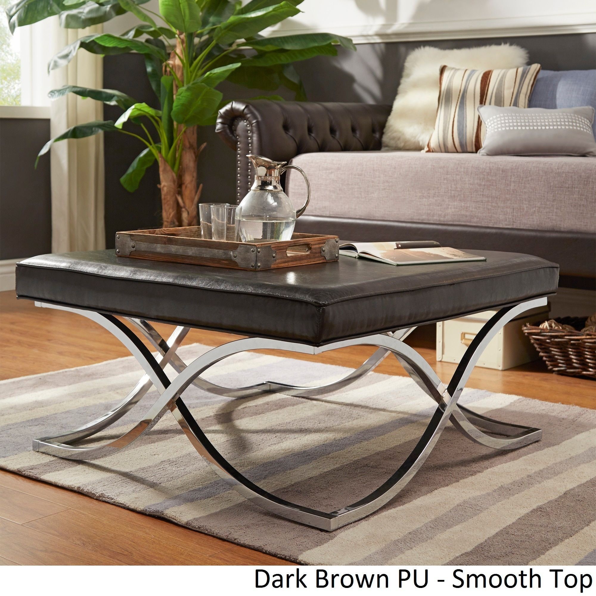 Solene X Base Square Ottoman Coffee Table - Chrome By INSPIRE Q - Solene X Base Square Ottoman Coffee Table - Chrome By INSPIRE Q