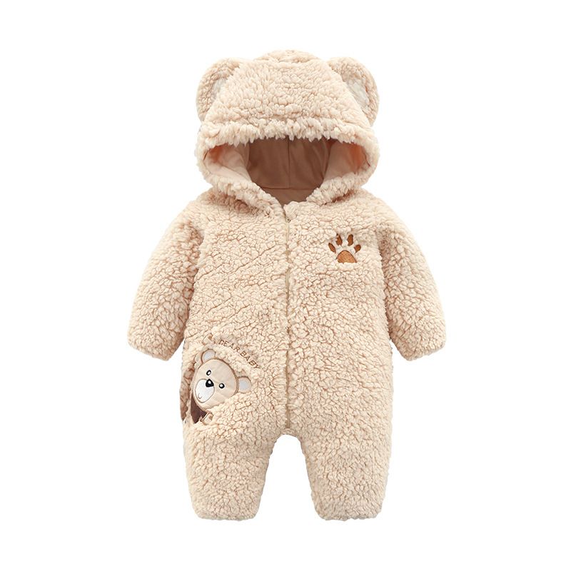 Baby Boy Girl Sherpa Fleece Jacket Infant Cratoon Bear Hoodie Winter Warm Coat Outwear