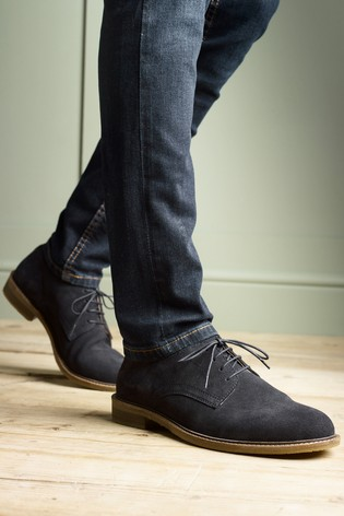 navy suede derby shoes