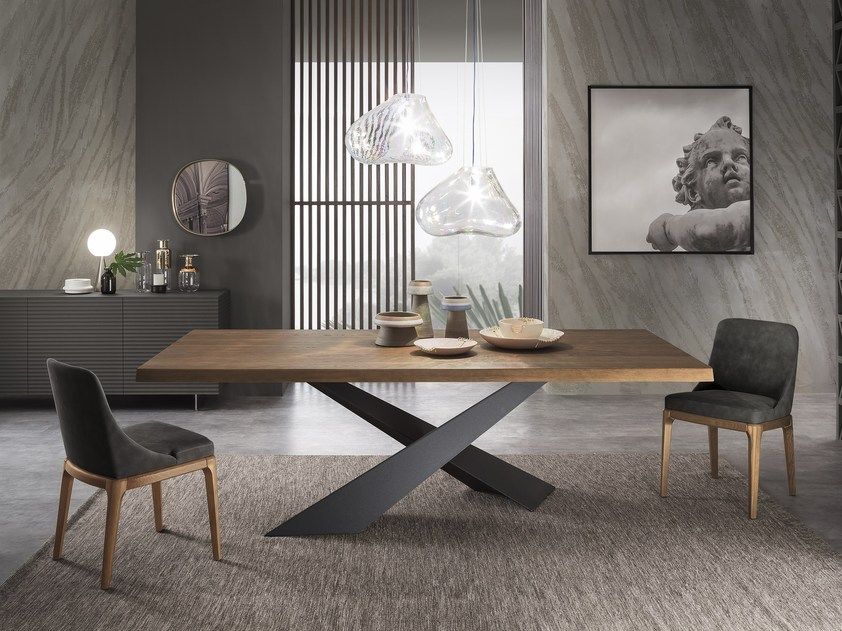 Table à manger rectangulaire en bois LIVING - Graphite & Walnut By RIFLESSI