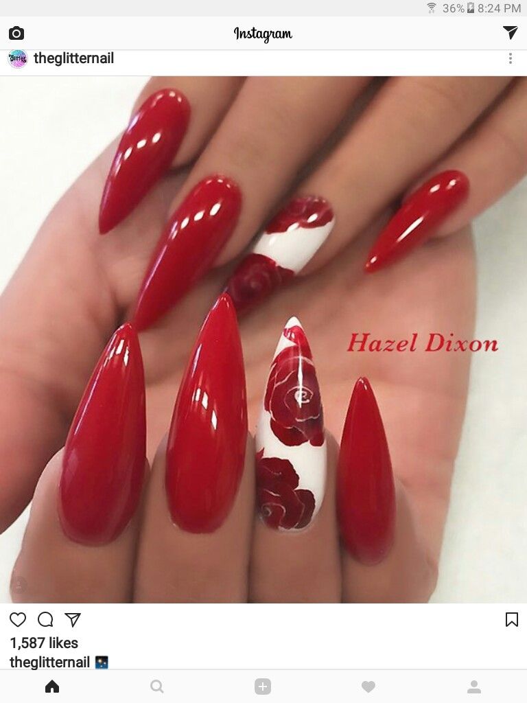 In Love With This Nails Red Nails Red Stiletto Nails