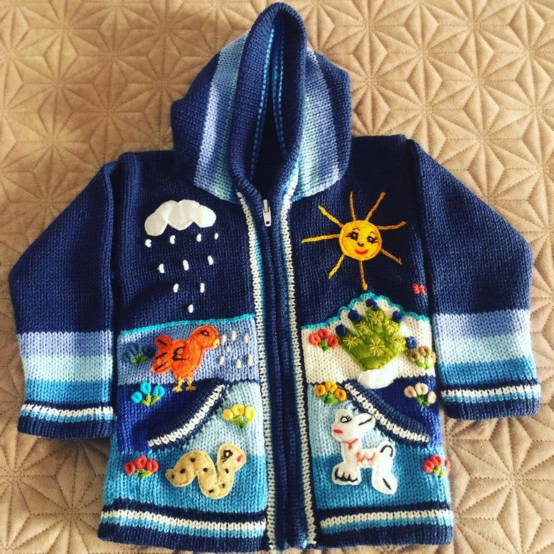 Warm 6 Year Inkita Hand Knitted Childrens White Peruvian Cardigan Made from Andean /& Sheeps Wool Made in Peru. Beautiful Pixie Hood
