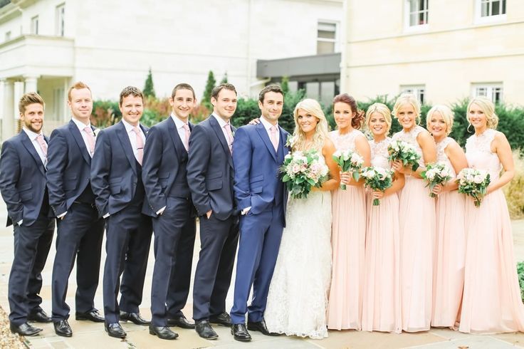 Pin By Candace Ace On Walk Down The Aisle Pinterest Weddings Summer Bridal Party Portrait In Peach Dresses Navy Suit S Image By Belle And Beau Photography An Ian Stuart Shire Gown For A Clically