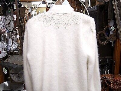 Vintage VENESHA White Angora Thigh Length Sweater Jacket w/Lace Size Large | eBay Sweater Jacket, Angora, Sleeve Length, Long Sleeve, Types Of Sleeves, Thighs, Heaven, Im Not Perfect, Lined