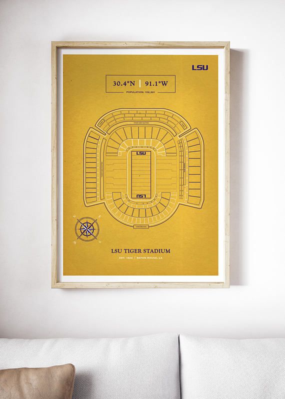 Yellow LSU Tiger Stadium Print Death Valley LSU Tigers Art LSU - fresh architecture blueprint posters Yellow LSU Tiger Stadium Print Death Valley LSU Tigers Art LSU - fresh architecture blueprint posters
