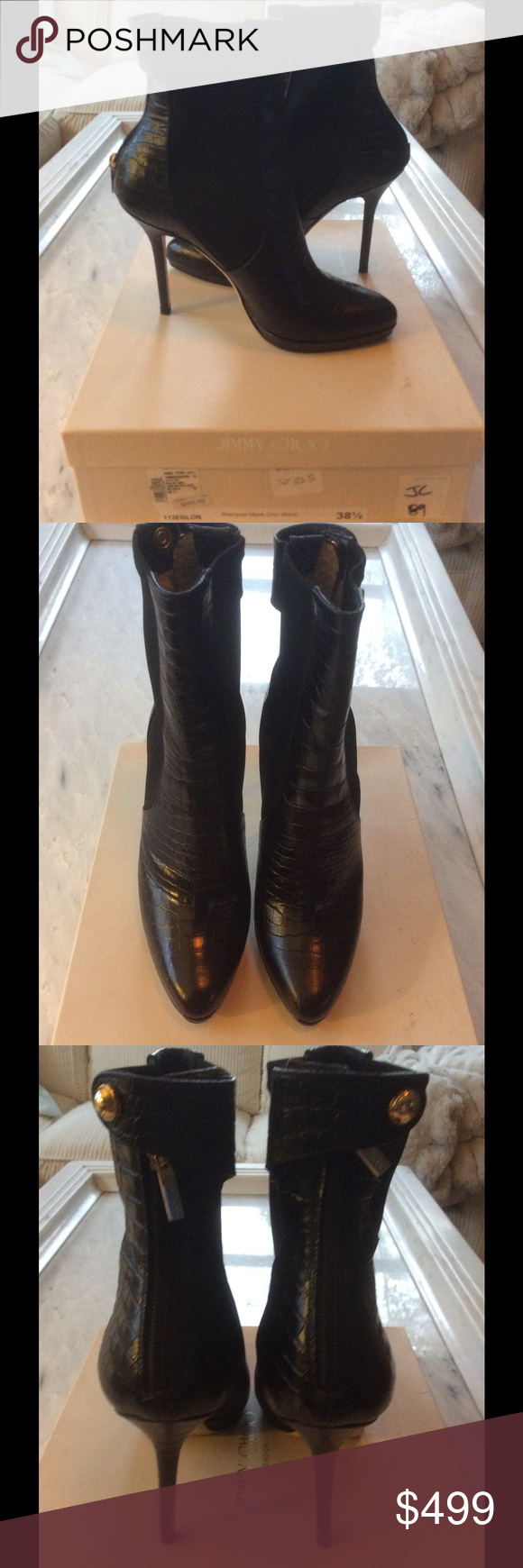 cognac croc booties
