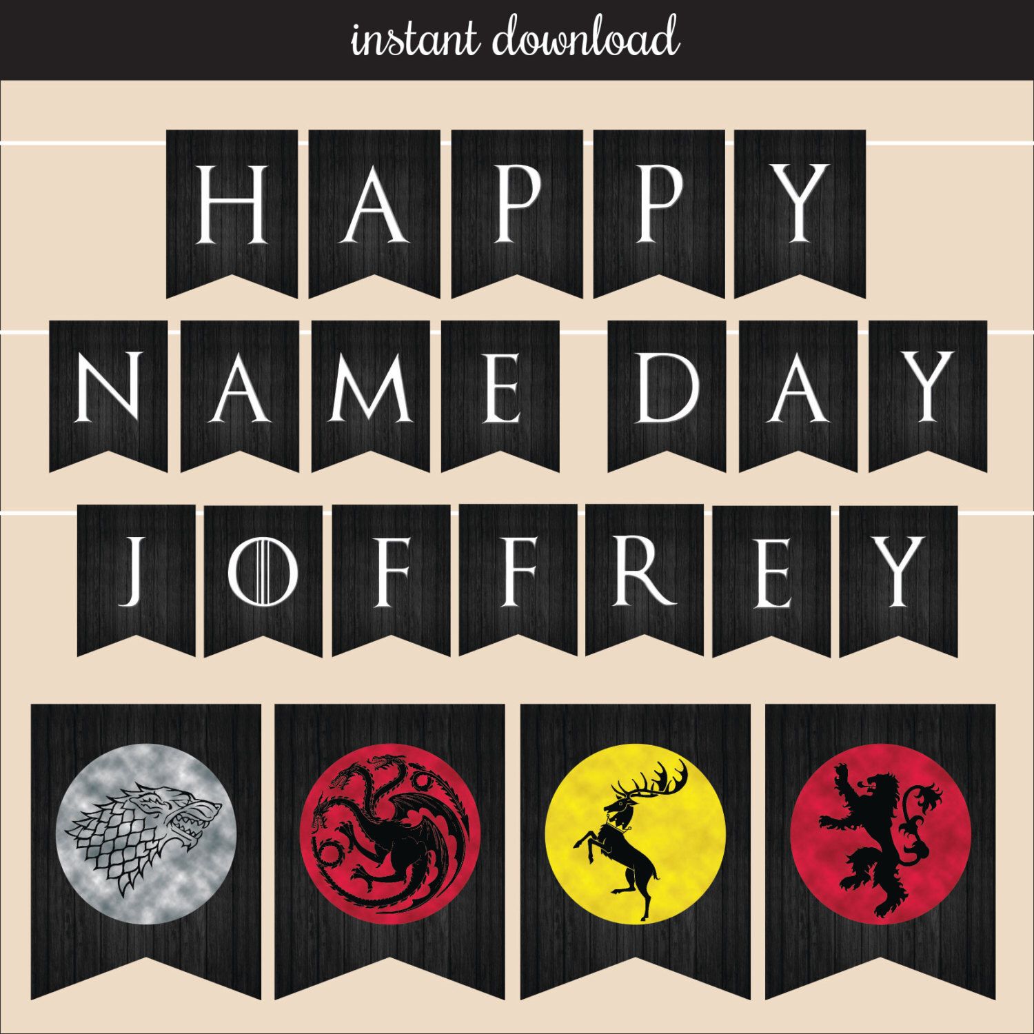 Game of Thrones Birthday Banner GOT Birthday Party Supplies Decorations Game of Thrones Cup Cake Toppers,Happy Birthday Banner