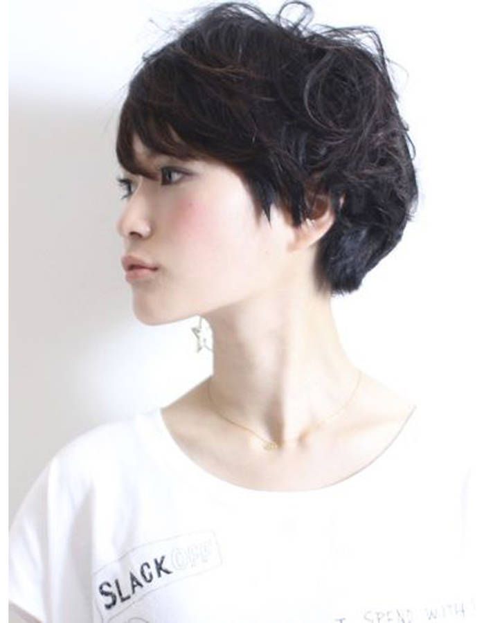 Bathroom short hair woman outdoor