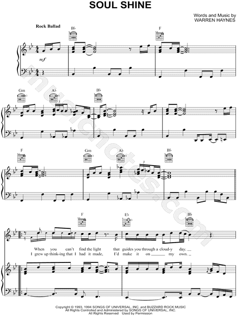 print and download soulshine sheet music by the allman brothers band allman brothers sheet music