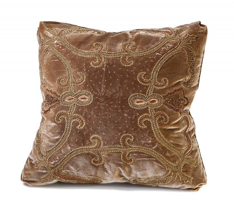 Ebanista Embroidered And Hand Beaded Pillow On Silk Velvet With Impressive Decorative Cording For Pillows Ebanista Embroidered And Hand Beaded Pillow On Silk Velvet With Impressive Decorative Cording For Pillows