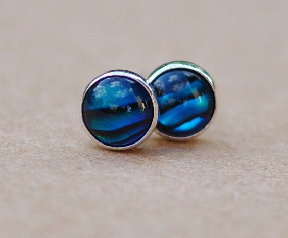 Paua shell studs dainty paua shell earrings abalone jewelry