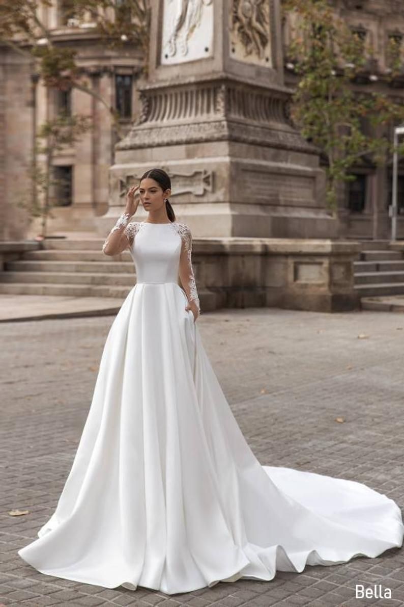 Classic satin wedding dress, Classic white wedding Classic satin wedding dress, Classic white wedding