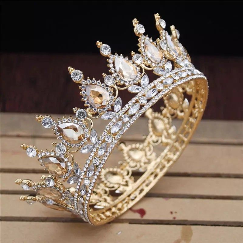 Vintage Baroque Gold Pearl Leaf Bridal Tiara Cryst Vintage Baroque Gold Pearl Leaf Bridal Tiara Cryst