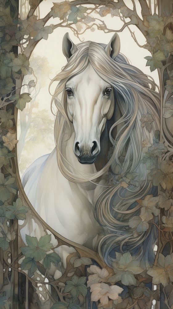 Download Free Image Of An Art Nouveau Drawing Of A Horse In The Forest C67ce58980cab9fb0ae1acabb691ee81