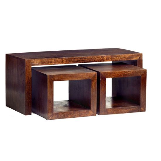 Mango Wood John Long Coffee Table With 2 Cube Stools Fif Tables Living Room Sets Mango Wood John Long Coffee Table With, Long John Nest Of Coffee Tables