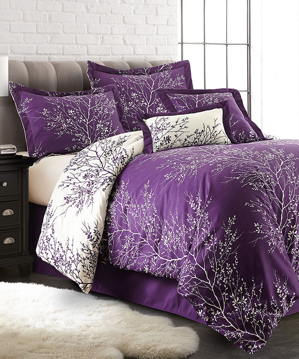 Look at this Spirit Linen Purple & Ivory Foliage Six-Piece Comforter ...