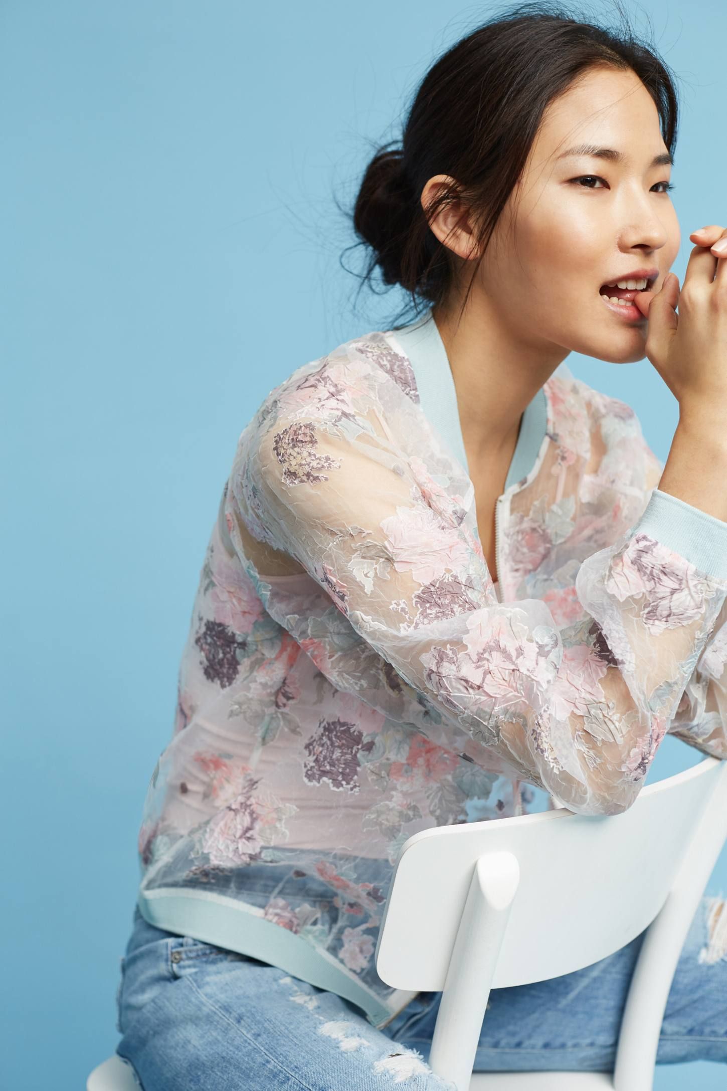 anthropologie floral bomber jacket