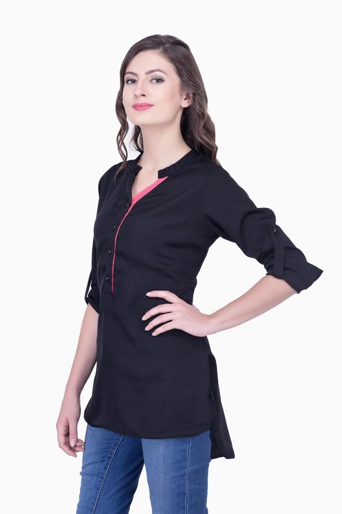 Black Dress Solid Women Party Wear Office Casual Tops Tunic Black Dress Solid Women Party Wear Office Casual Tops Tunic Tunics For Online India Best Prices