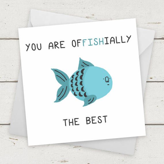 Fish "You Are Offishially The Best" funny card / Birthday Card / Greetings card / Celebration Card / Greetings Card / Engagement card Birthday Card Puns, Birthday Cards For Girlfriend, Best Friend Birthday Cards, Birthday Card Craft, Birthday Cards For Friends, Handmade Birthday Cards, Funny Cards For Friends, Funny Girlfriend, Boyfriend Birthday