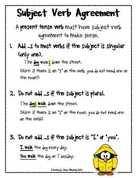 ex of subject verb agreement