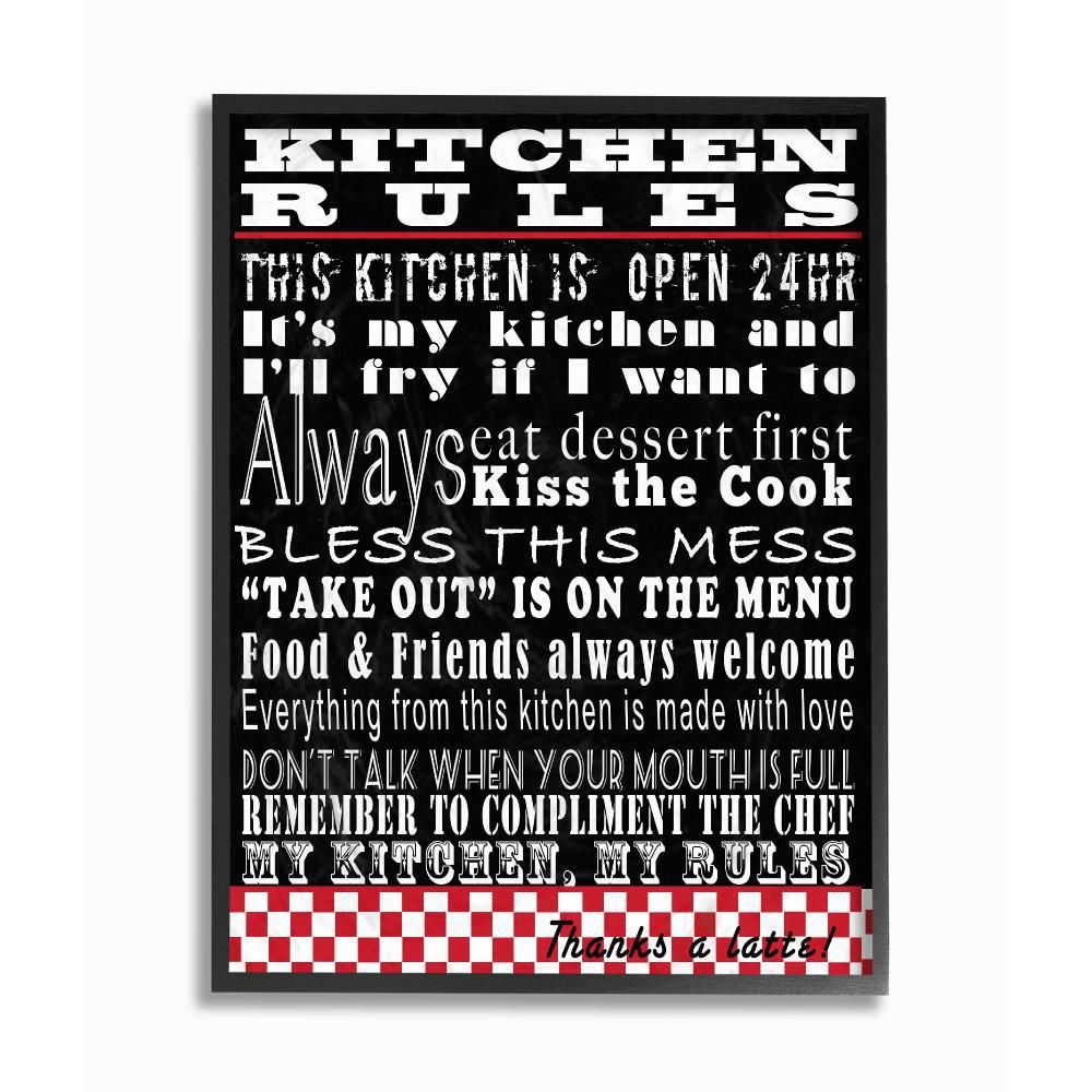 The Stupell Home Decor Collection 11 in. x 14 in. Kitchen Rules Black Typography by Lisa Wolk Wood Framed Wall Art KWP-942_fr_11x14 #kitchenrules