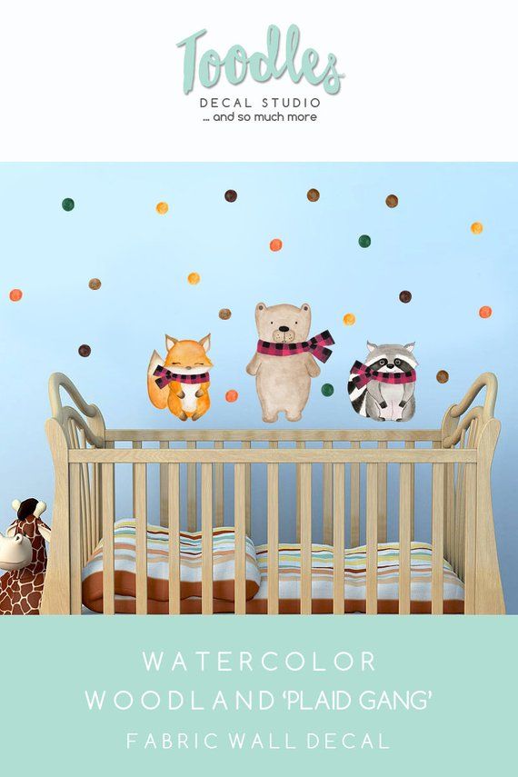 bear wall decal nursery | woodland fabric stickers | boys fabric