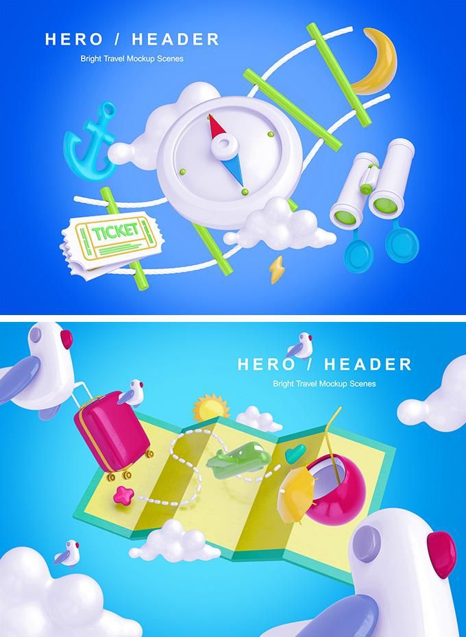 Download Photoshop mockup of bright travel scenes. Download this free psd from the original source of ...