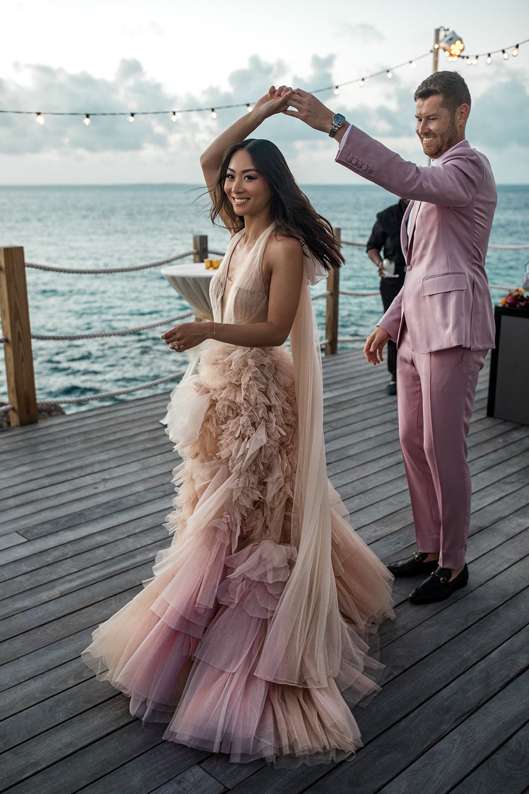 A tropical rehersal dinner to remember. Rose Pink rehearsal dinner dress from Marchesa was the perfect elegant detail to the husbands Pink Italian custom made jacket and pants. Dress number two for the wedding day, a Vera Wang gown with eye-catching simplicity. Her actual wedding dress was inspired by Kim Kardashian’s floor length was a blusher, made by Givenchy. See all of the details at lillyred.it under blogs! Wedding Color Schemes, Wedding Colors, Caribbean Beach Wedding, Vera Wang Gowns, Dream Wedding, Wedding Day, Rehearsal Dinner Dresses, Carribean, Blusher