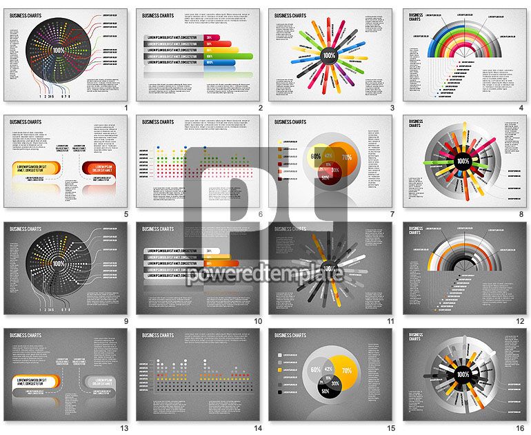 creative business presentation set powerpoint charts and diagrams