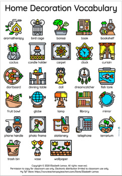 Home Decoration Vocabulary Flash Card And Activity Esl A1 Vocabulary Flash Cards Flashcards Vocabulary