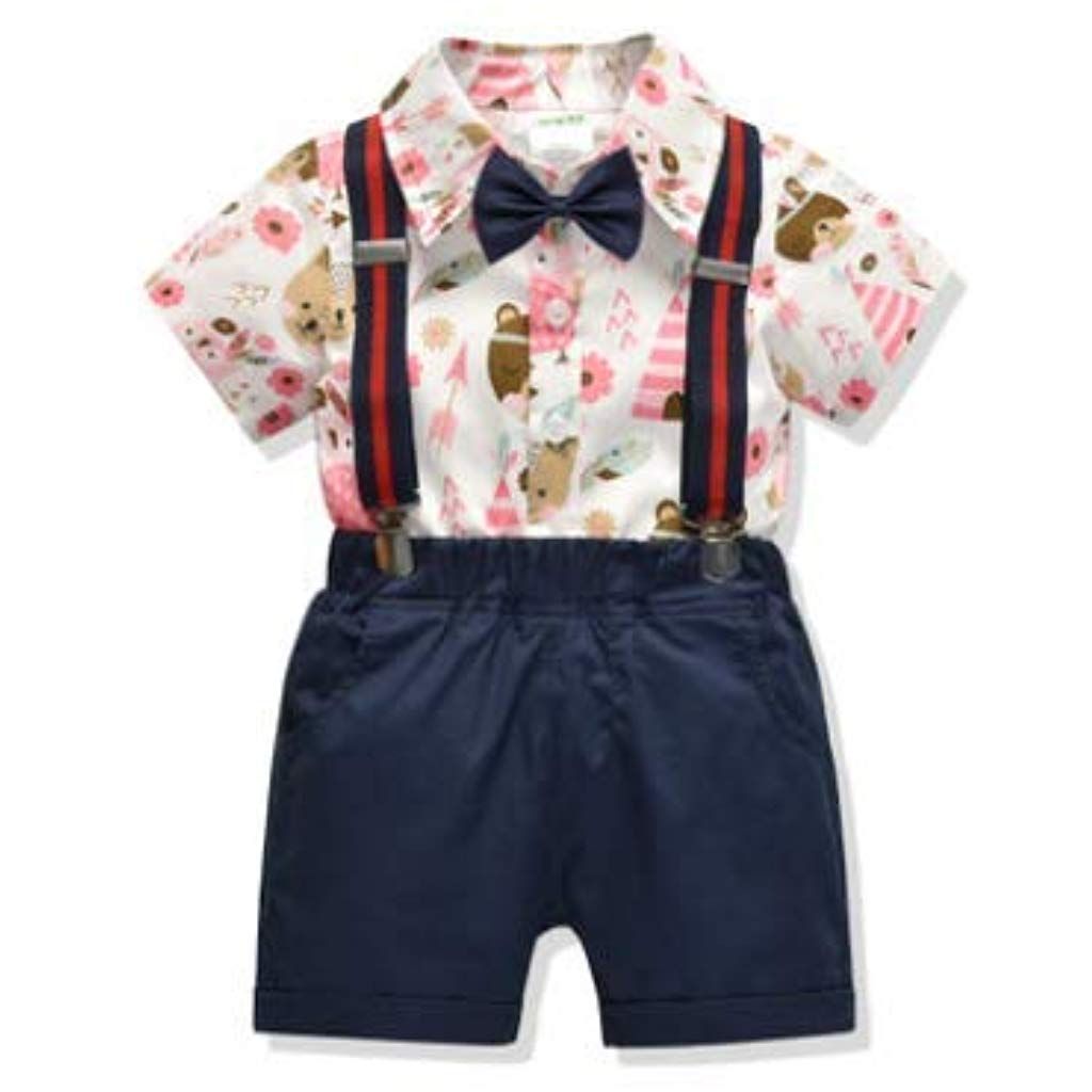 Pantalon Enfants Vêtements Tenues 2PCS bébé Garçons Manches Longues Bowtie Gentleman Chemise Tops