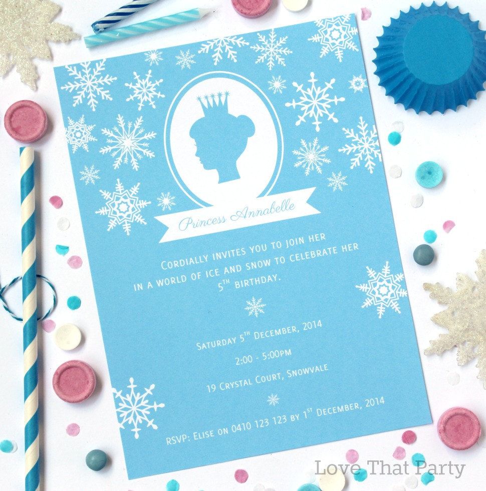 snow princess invitation snowflake invitation printable invite personalized princess invitations