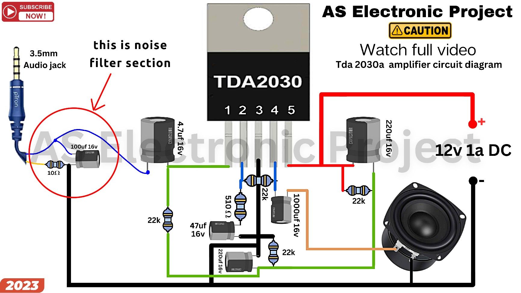 0% noise Tda 2030 ic circuit diagram | Basic electronic circuits