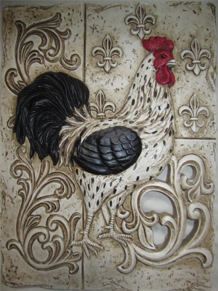 French Country Rooster Tuscan Fleur De Lis Wall Plaque Plate Art French Country Rooster Tuscan Fleur De Lis Wall Plaque Plate Art In Home Garden