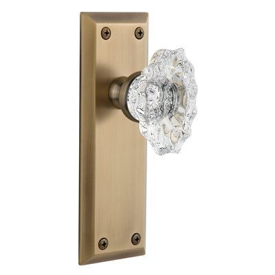2.375 Grandeur Grande Victorian Plate with Fifth Avenue Knob Privacy Polished Brass