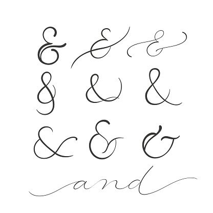 collection of decoration ampersands. Hand drawn illustration isolated on white Caligraphy Alphabet, Lettering Alphabet Fonts, Graffiti Lettering, Calligraphy Letters, Hand Drawn Lettering, Penmanship, Ampersand Tattoo, Ampersand Decor, Hand Lettering