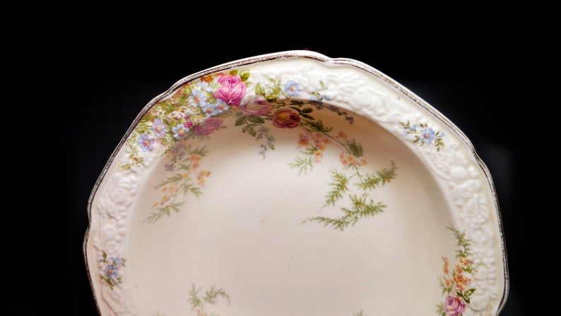 or berry bowl. dessert 1960s Johann Haviland Germany Sweetheart Rose fruit nappie Vintage