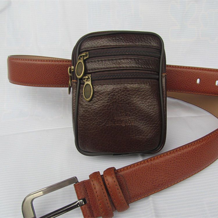US Phone PU Leather Belt Men Waist Zipper Bag Pack Clutch Purse Pouch Wallet Bag