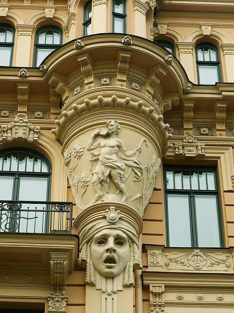 Riga Latviya 高層建築 アールヌーボー 建築様式 Riga Latviya 高層建築 アールヌーボー 建築様式