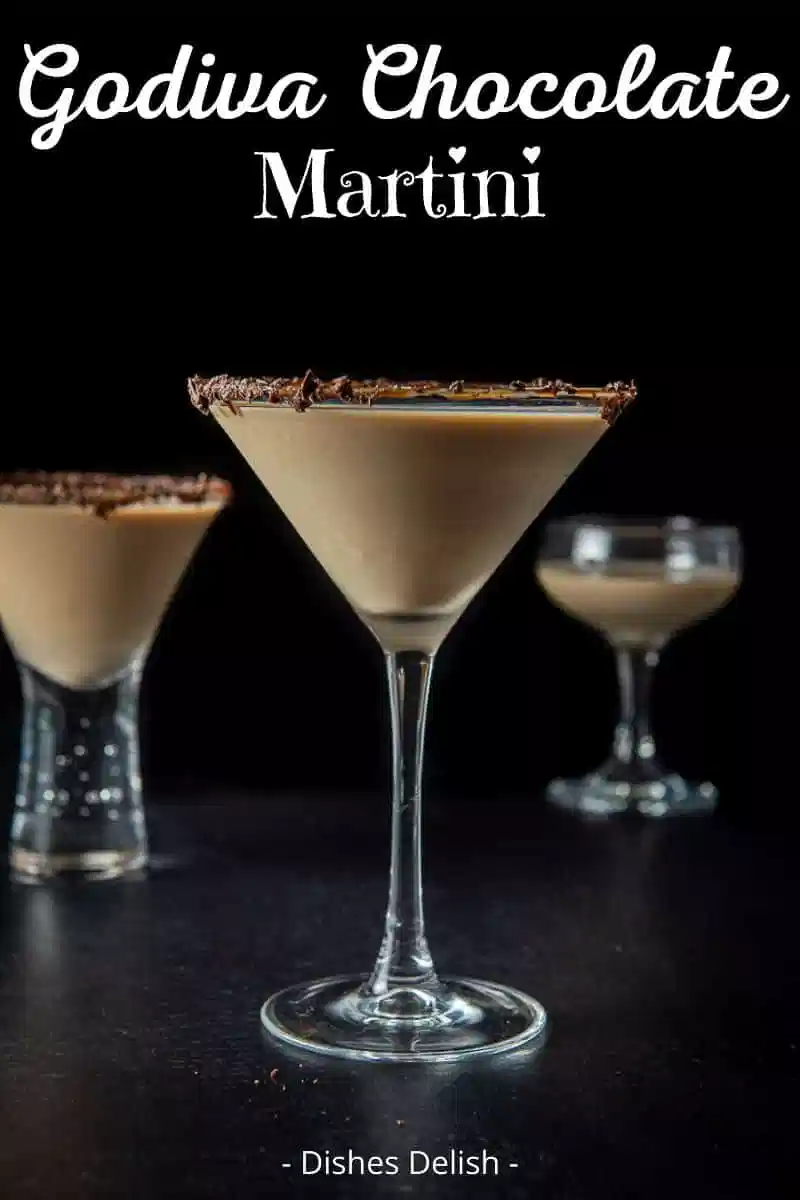 This Godiva chocolate martini is decadently delicious! It is rich, creamy and reminiscent of a melted ice cream shake. But be careful you are going to want more than one and they go down reeeaaaalll easy! #chocolate #martini #chocolatemartini #dishesdelish Liquor Recipes, Liquor Drinks, Cocktail Drinks Recipes, Boozy Drinks, Fancy Drinks, Drinks Alcohol Recipes, Delicious Cocktails, Holiday Drinks, Christmas Drinks