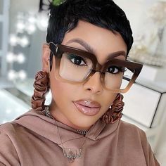 Short Sassy Hair, Short Hair Cuts, Short Hair Styles, Wig Styles, Real Human Hair, Human Hair Wigs, Black Pixie Cut, Trendy Eyewear, Fashion Eyewear