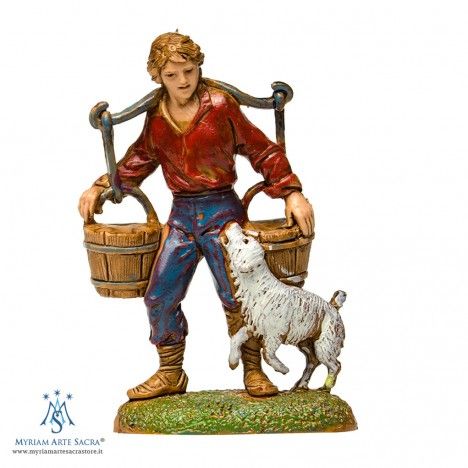 Pastori in plastica cm 10 1 pastore donna con pesci presepe shepherds