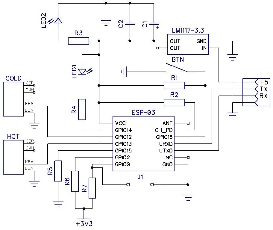 Снятие показаний счетчиков воды: ESP8266 + Android