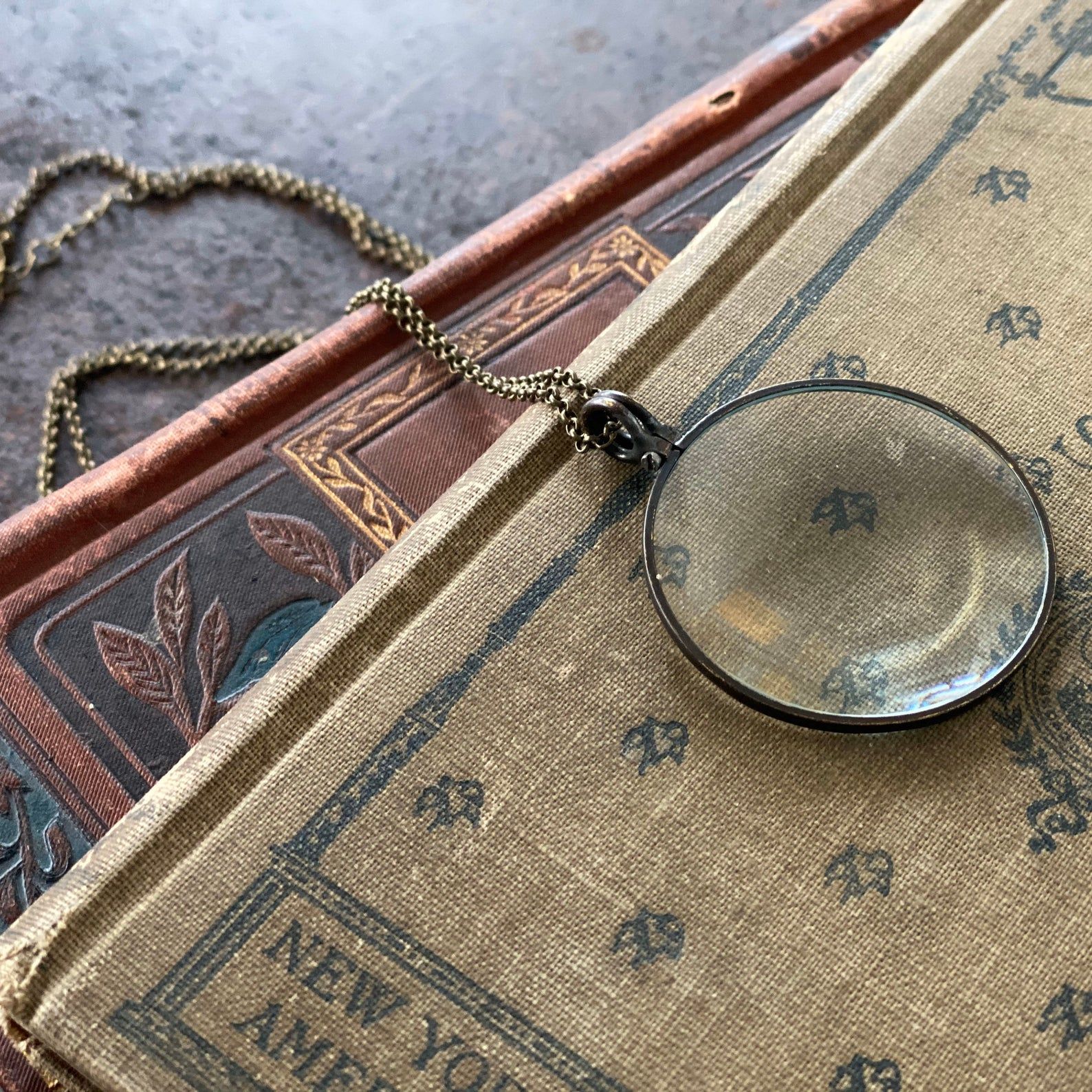 with Leather Case Victorian Style Reading Magnifier. pendent magnifier necklace with leather case Antique Inspired Brass Magnifying Glass