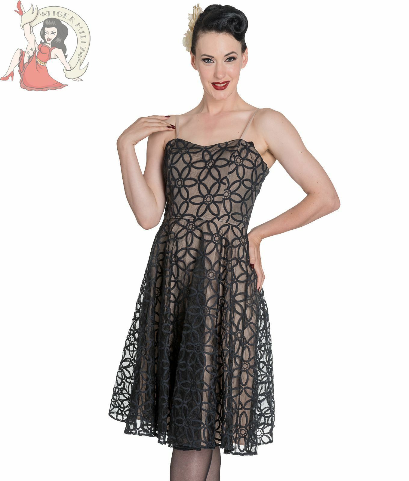 Hell Bunny Bev Vestido Cóctel Fiesta Floral Graduación Negro - Vestidos Negro...
