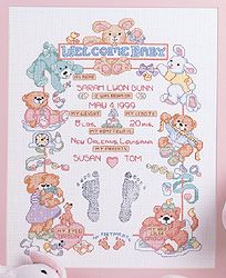 Janlynn BABY STEPS WELCOME BABY Counted Cross Stitch Kit w//PAINT FOR FOOTPRINTS