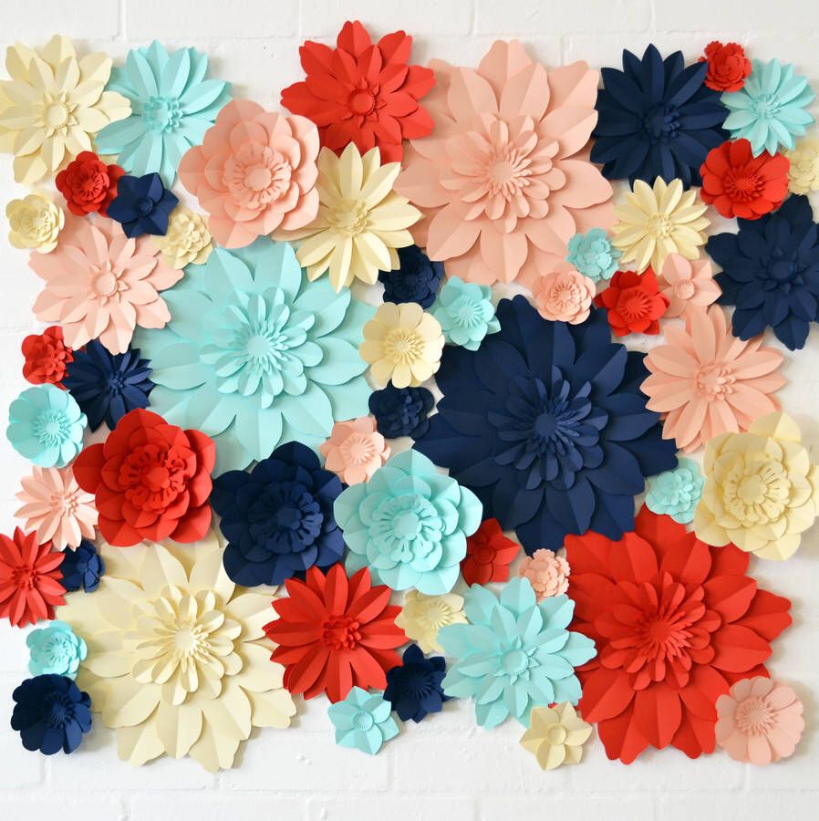 Handmade Five Colour Paper Flower Square Backdrop Handmade Five Colour Paper Flower Square Backdrop