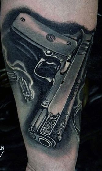 50 gun tattoos for men explosive bullet design ideas gunz